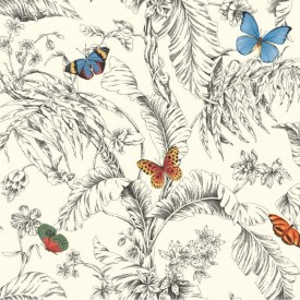 Papillon Toile Wallpaper